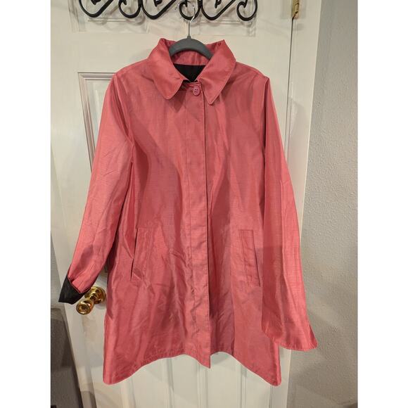 London Fog Vintage Women's Black And Pink Reversible Rain Coat Medium - Picture 4 of 7